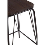 Wooden Square Stool with Black Finish Frame