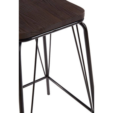 Wooden Square Stool with Black Finish Frame