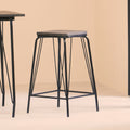 Wooden Square Stool with Black Finish Frame