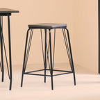 Wooden Square Stool with Black Finish Frame