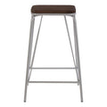 Dark Elm Wood and Grey Metal Bar Stool