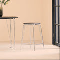 Wooden Square Stool with Chrome Finish Frame