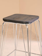 Wooden Square Stool with Chrome Finish Frame