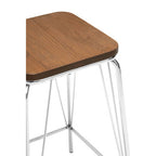 Wooden Square Stool with Chrome Finish Frame