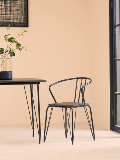 Wooden Square Dining Table with Black Finish Legs