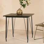 Wooden Square Dining Table with Black Finish Legs