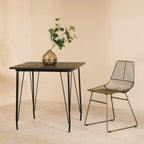 Wooden Square Dining Table with Black Finish Legs