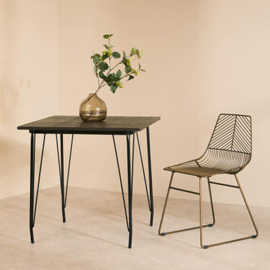 Wooden Square Dining Table with Black Finish Legs