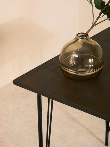 Wooden Square Dining Table with Black Finish Legs