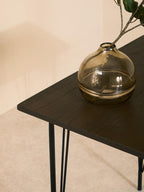 Wooden Square Dining Table with Black Finish Legs