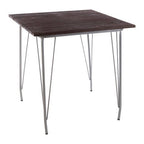 Grey Metal Legs and Brown Elm Wood Top Dining Table