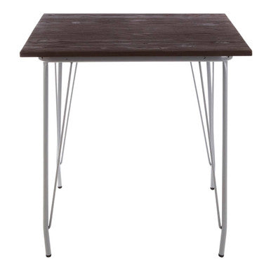 Grey Metal Legs and Brown Elm Wood Top Dining Table