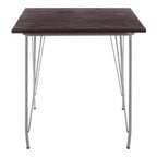 Grey Metal Legs and Brown Elm Wood Top Dining Table