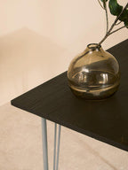 Grey Metal Legs and Brown Elm Wood Top Dining Table