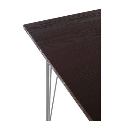 Grey Metal Legs and Brown Elm Wood Top Dining Table