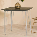 Grey Metal Legs and Brown Elm Wood Top Dining Table