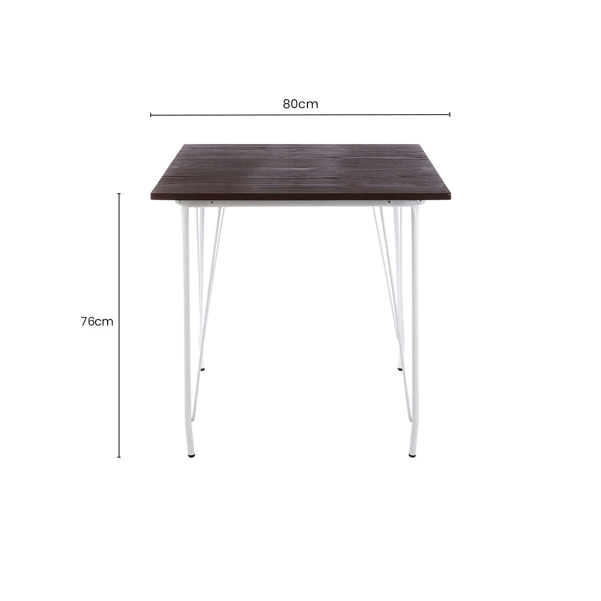 White Metal Legs and Brown Elm Wood Top Square Dining Table
