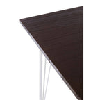 White Metal Legs and Brown Elm Wood Top Square Dining Table