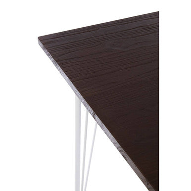 White Metal Legs and Brown Elm Wood Top Square Dining Table