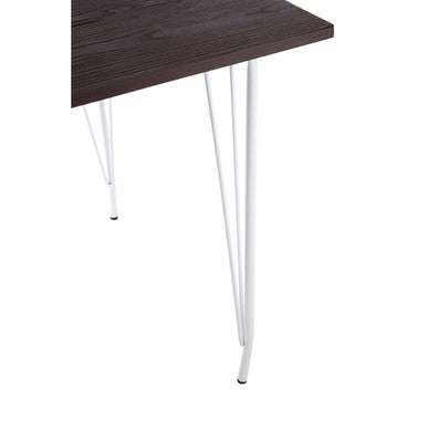 White Metal Legs and Brown Elm Wood Top Square Dining Table