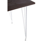 White Metal Legs and Brown Elm Wood Top Square Dining Table