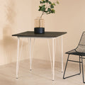 White Metal Legs and Brown Elm Wood Top Square Dining Table