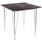 Wooden Square Dining Table with Chrome Finish Legs
