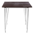 Wooden Square Dining Table with Chrome Finish Legs