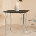 Wooden Square Dining Table with Chrome Finish Legs