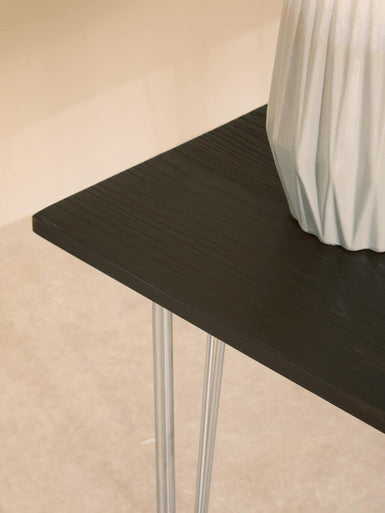 Wooden Square Dining Table with Chrome Finish Legs