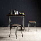 Wooden Square Dining Table with Chrome Finish Legs