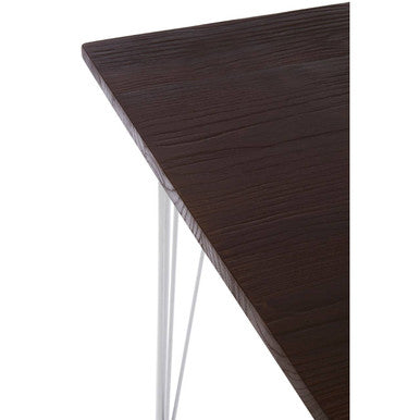 Wooden Square Dining Table with Chrome Finish Legs