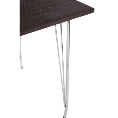Wooden Square Dining Table with Chrome Finish Legs