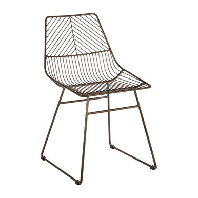 Bronze Finish Metal Wire Chair with Tapered Legs