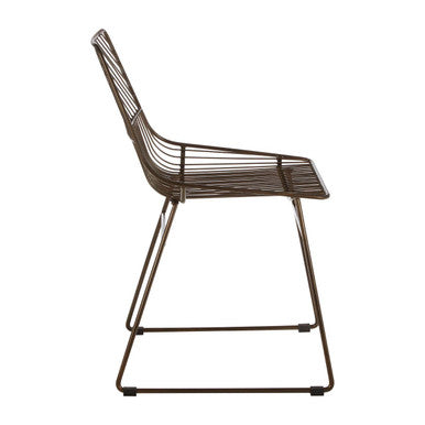 Bronze Finish Metal Wire Chair with Tapered Legs
