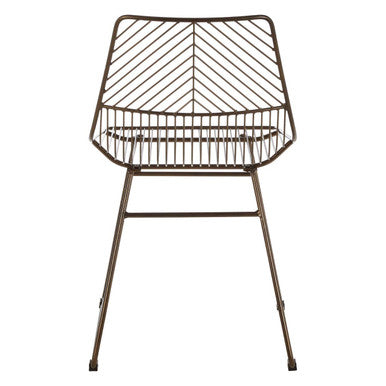Bronze Finish Metal Wire Chair with Tapered Legs