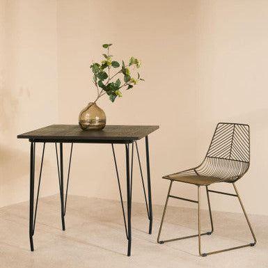 Bronze Finish Metal Wire Chair with Tapered Legs