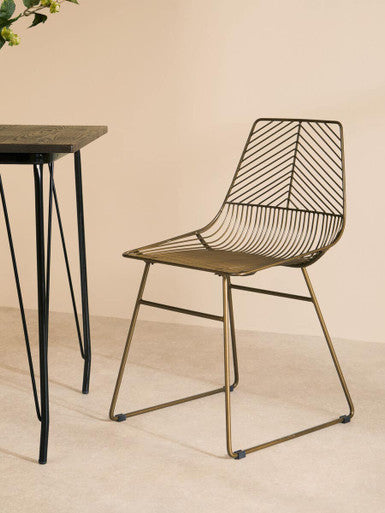 Bronze Finish Metal Wire Chair with Tapered Legs