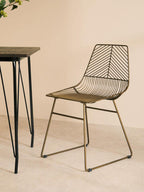 Bronze Finish Metal Wire Chair with Tapered Legs