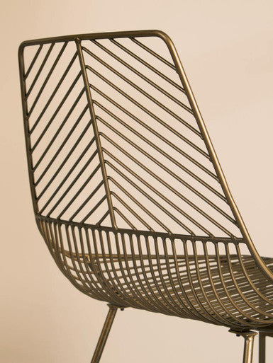 Bronze Finish Metal Wire Chair with Tapered Legs