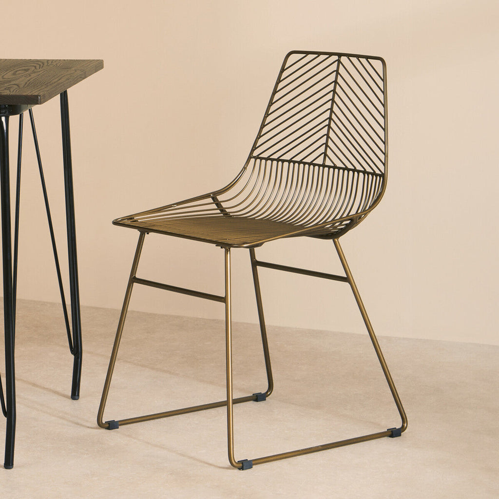 Bronze Finish Metal Wire Chair with Tapered Legs
