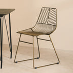 Bronze Finish Metal Wire Chair with Tapered Legs