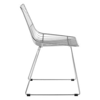 Chrome Finish Metal Wire Chair with Tapered Legs
