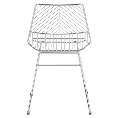 Chrome Finish Metal Wire Chair with Tapered Legs
