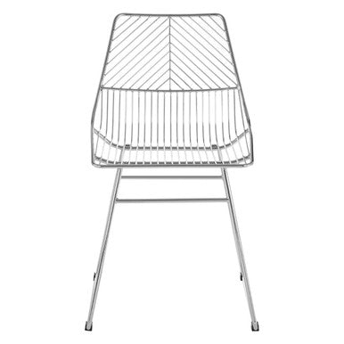 Chrome Finish Metal Wire Chair with Tapered Legs
