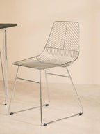 Chrome Finish Metal Wire Chair with Tapered Legs