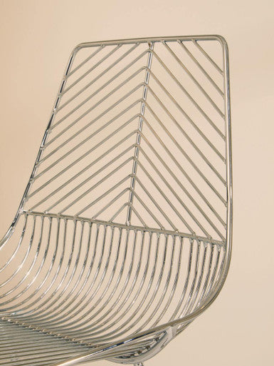 Chrome Finish Metal Wire Chair with Tapered Legs