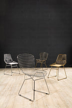 Chrome Finish Metal Wire Chair with Tapered Legs