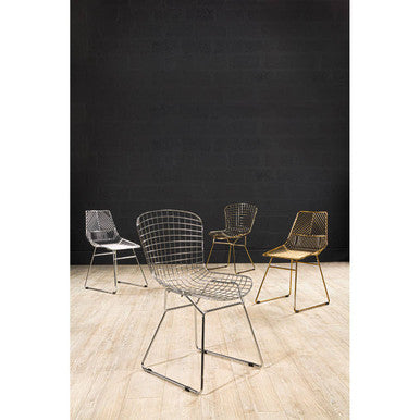 Chrome Finish Metal Wire Chair with Tapered Legs
