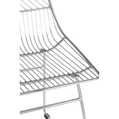 Chrome Finish Metal Wire Chair with Tapered Legs